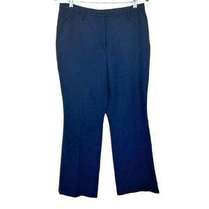 Akris Blue Flat Front Trousers High Rise Wool Blend Straight Pants Women’s Sz 12